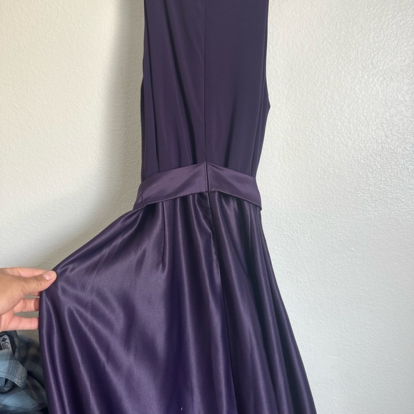 Alex Evenings Women's Long Halter Dress/Gown- Eggplant Satin, Size 12 - Picture 7 of 14